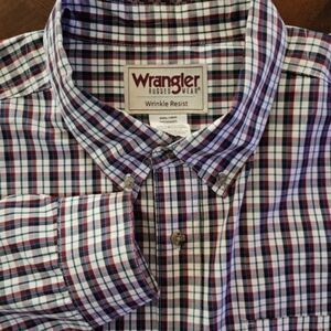 Wrangler Rugged Wear‎ Wrinkle Resistant Cotton Plaid Button Up L/S Shirt 3X Tall